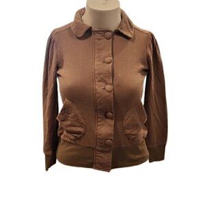 [Blue] Tan button and zipper up jacket - Size M